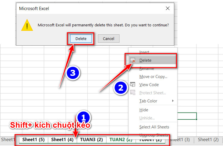 xóa sheet