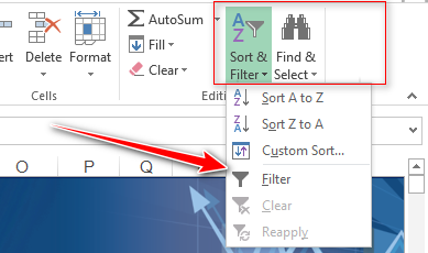 tắt lọc tự động excel