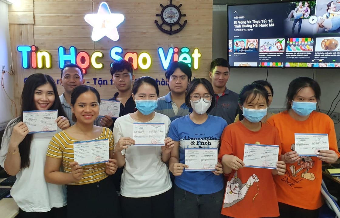 chứng nhận hoàn thành khóa học, tin học sao việt