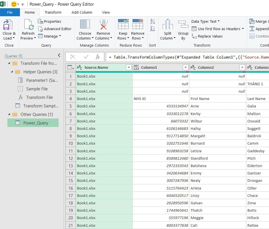 hình ảnh giao diện Power Query