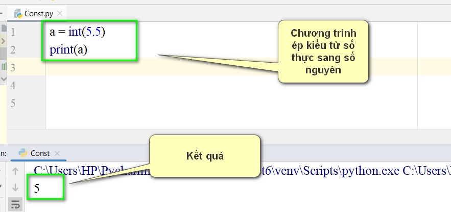 ví dụ về ép kiểu