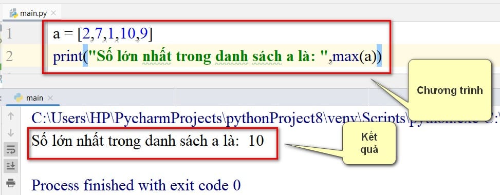 chương trình in ra số lớn nhất