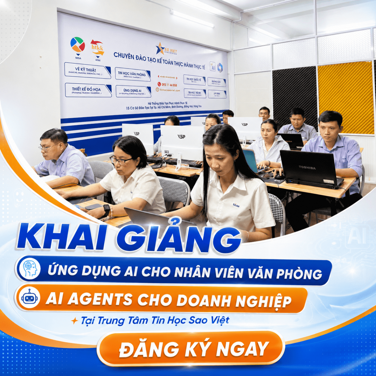 Khai giảng cho khóa học Ứng Dụng AI Cho Nhân Viên Văn Phòng và AI Agents cho doanh nghiệp